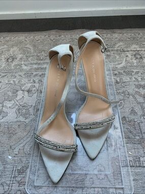 Dolce Vita Light Gray Pointed Rhinestone Ankle-Strap Heels